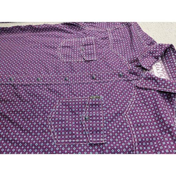 Cinch Modern Fit Shirt Mens Large Pearl Snap Cowboy Western Rodeo Geometric - Picture 9 of 11